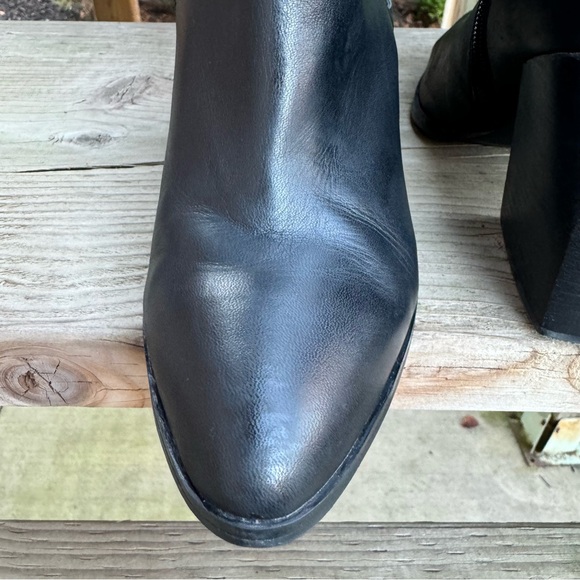 Aldo Alenama Black Leather Cut Out Black Heel Anke Boots Size 6.5 - Picture 9 of 12